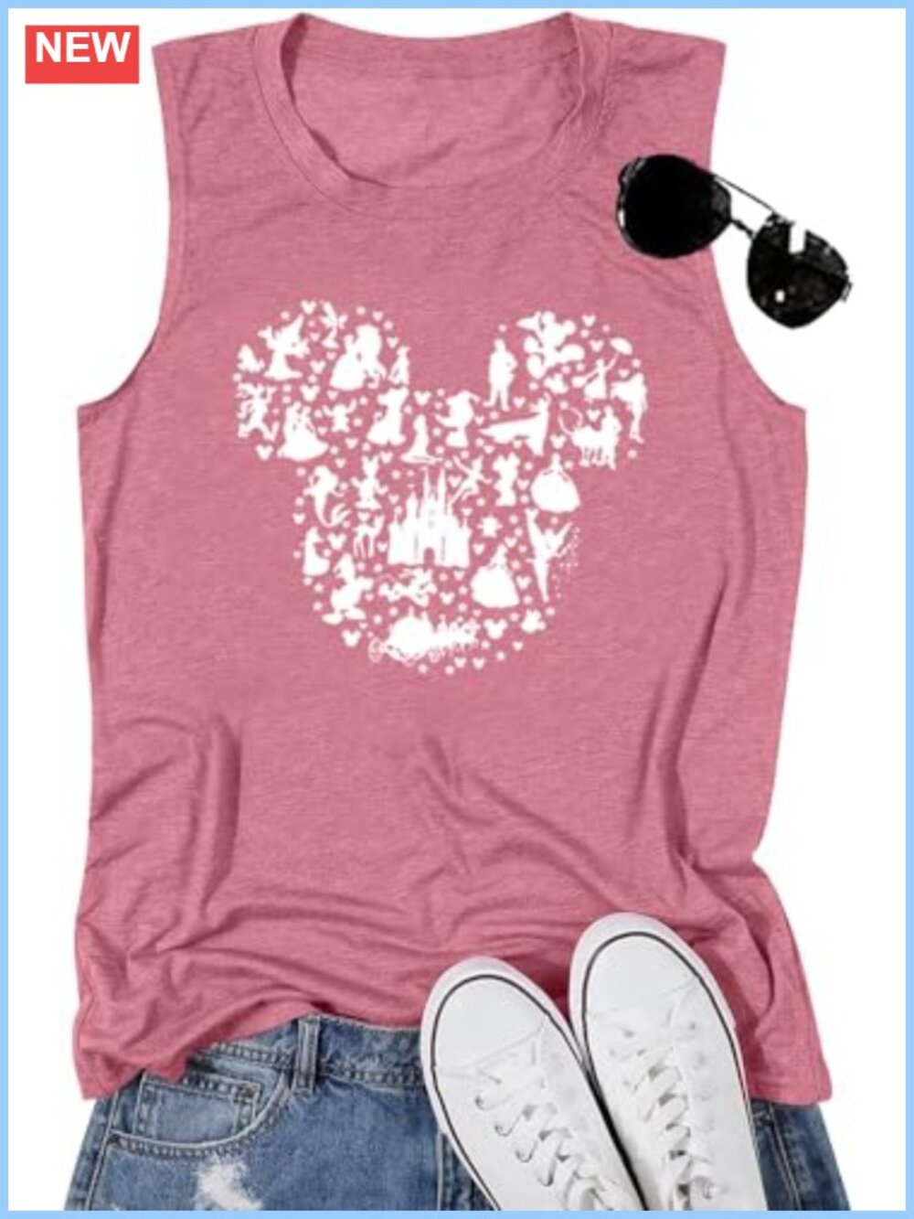 Women's Magic Kingdom Castle Graphic Tank Top Fairy Sleeveless Tee